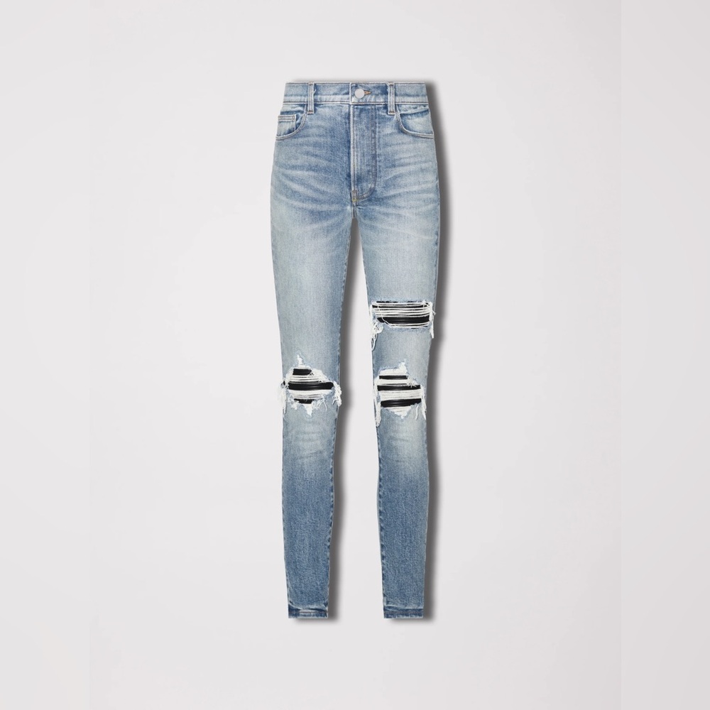 AMIRI Light Blue Distressed Skinny Jeans